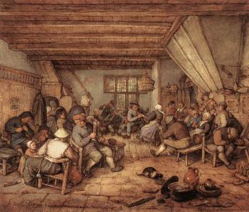 阿德裡安 敭斯 範 奧斯塔德 Feasting Peasants in a Tavern